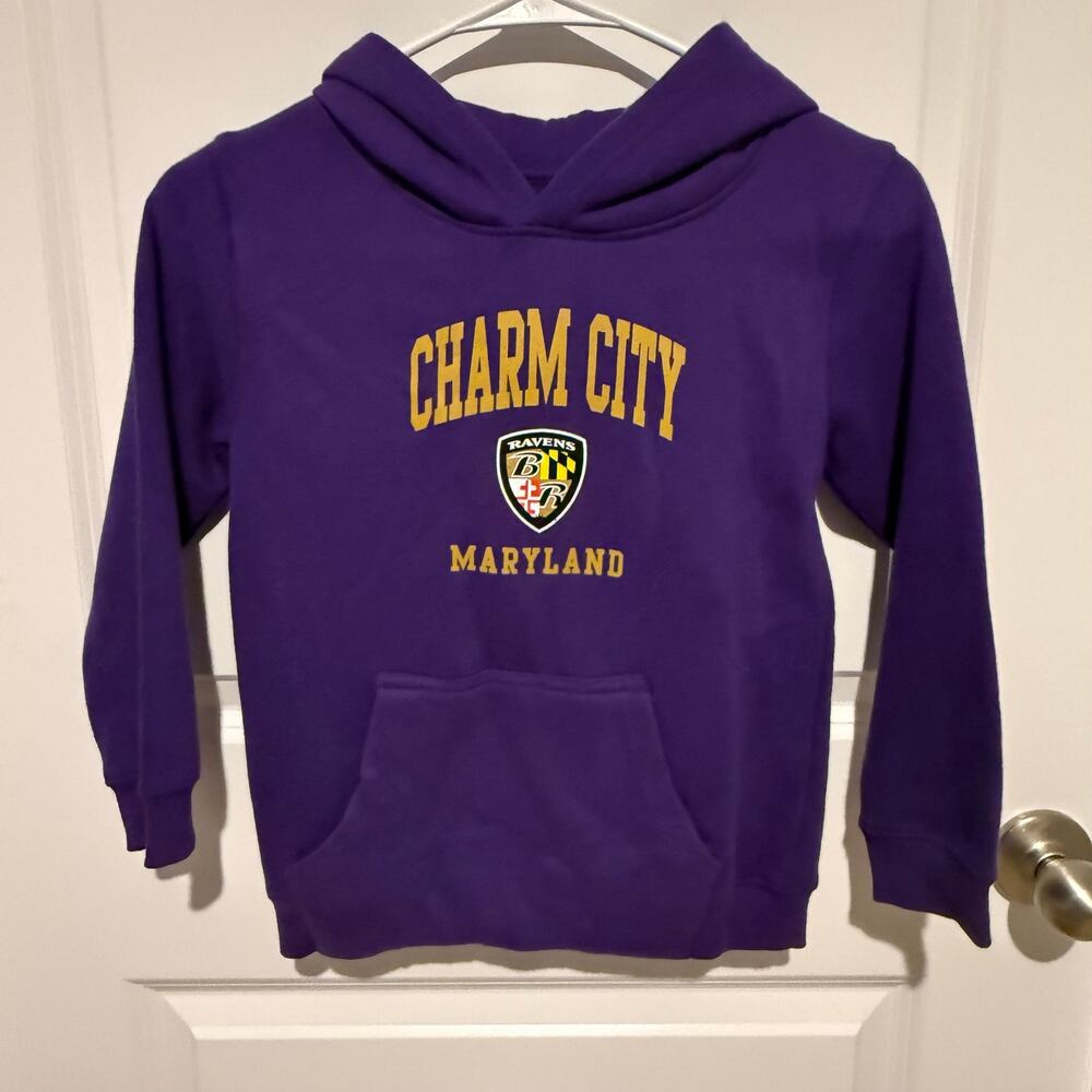 Baltimore Ravens Charm City Youth L 7 Purple Hoodie NWT NFL Outerstuff